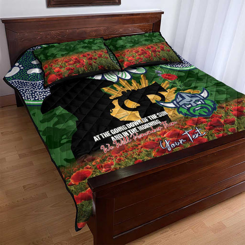 Personalised Raiders Rugby ANZAC Day Quilt Bed Set Last Post Poppy We Will Remember Them