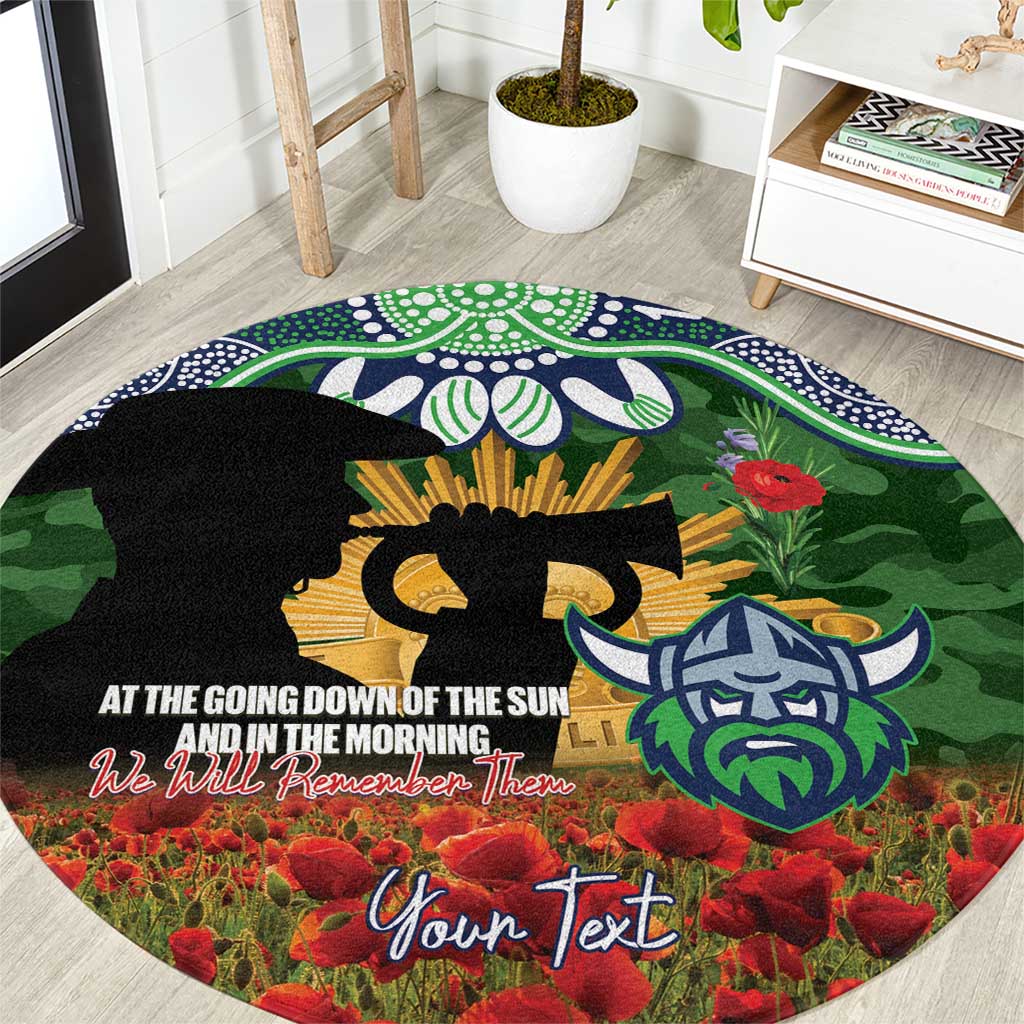Personalised Raiders Rugby ANZAC Day Round Carpet Last Post Poppy We Will Remember Them