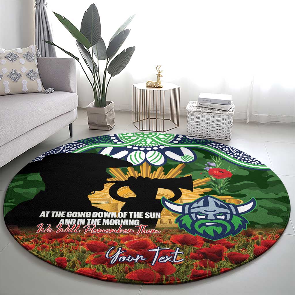 Personalised Raiders Rugby ANZAC Day Round Carpet Last Post Poppy We Will Remember Them