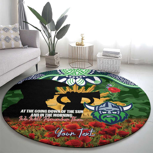 Personalised Raiders Rugby ANZAC Day Round Carpet Last Post Poppy We Will Remember Them