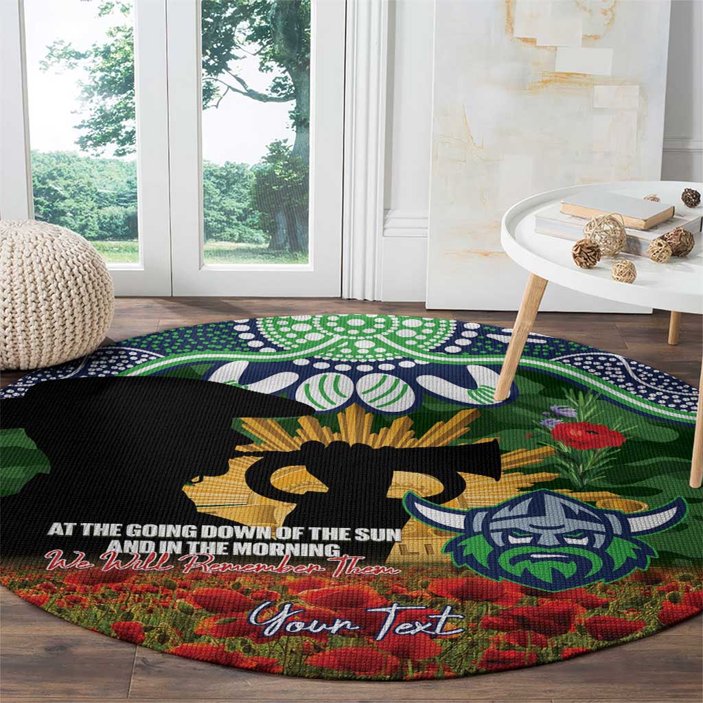 Personalised Raiders Rugby ANZAC Day Round Carpet Last Post Poppy We Will Remember Them