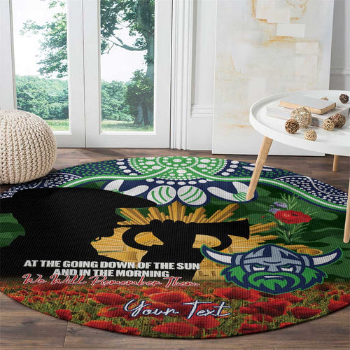 Personalised Raiders Rugby ANZAC Day Round Carpet Last Post Poppy We Will Remember Them