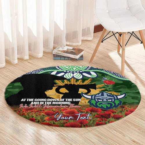 Personalised Raiders Rugby ANZAC Day Round Carpet Last Post Poppy We Will Remember Them