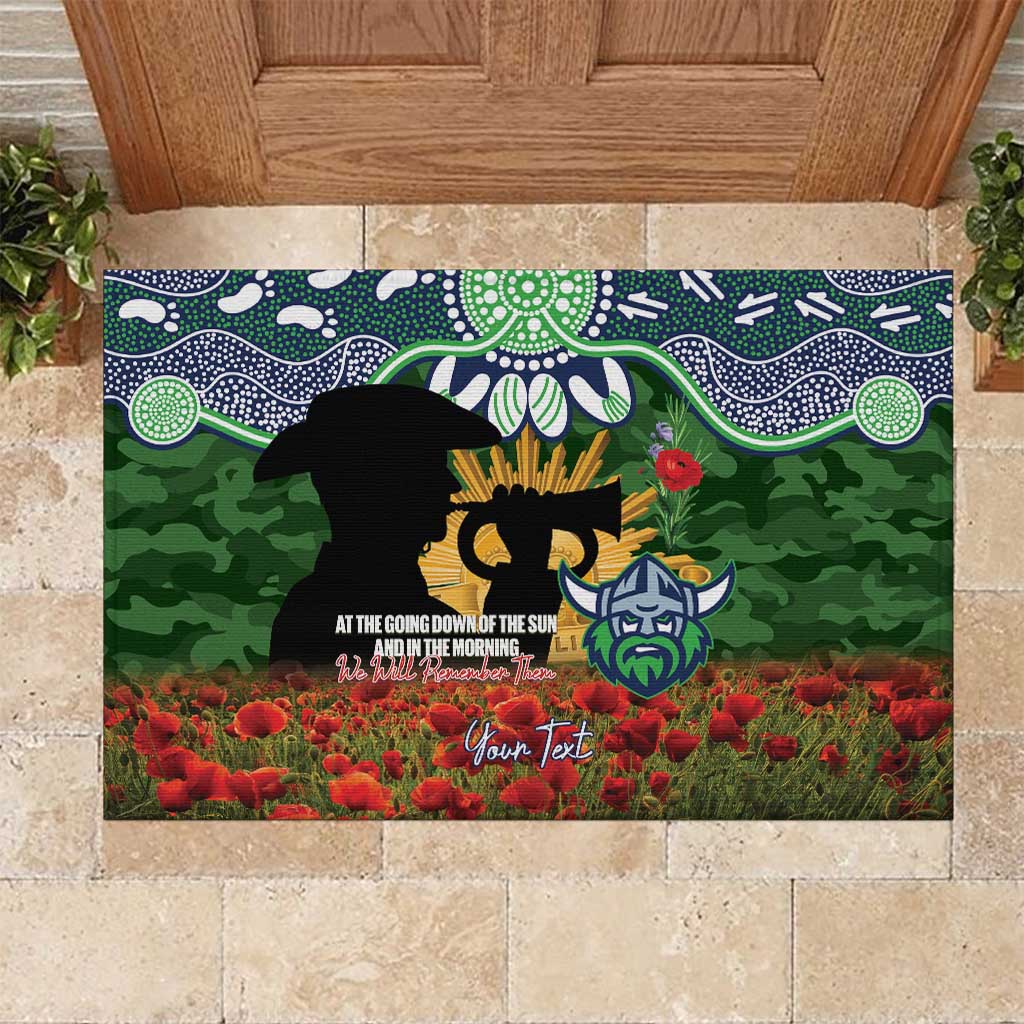 Personalised Raiders Rugby ANZAC Day Rubber Doormat Last Post Poppy We Will Remember Them