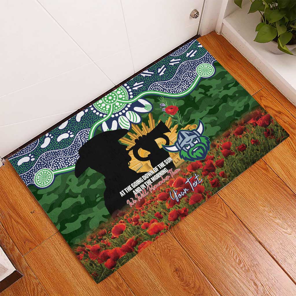 Personalised Raiders Rugby ANZAC Day Rubber Doormat Last Post Poppy We Will Remember Them