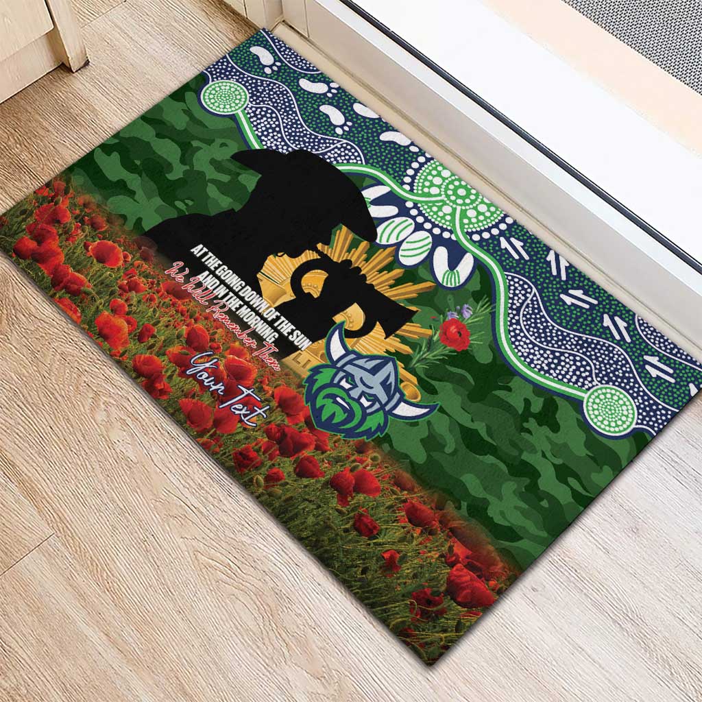 Personalised Raiders Rugby ANZAC Day Rubber Doormat Last Post Poppy We Will Remember Them