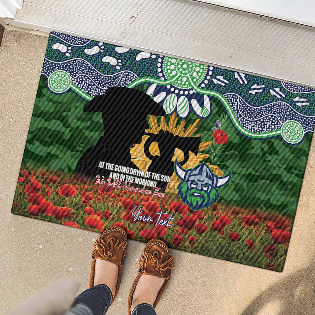 Personalised Raiders Rugby ANZAC Day Rubber Doormat Last Post Poppy We Will Remember Them