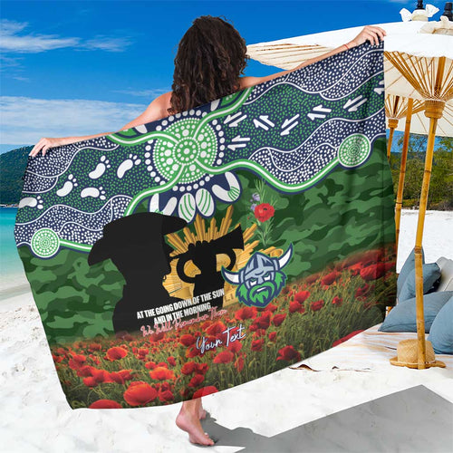 Personalised Raiders Rugby ANZAC Day Sarong Last Post Poppy We Will Remember Them