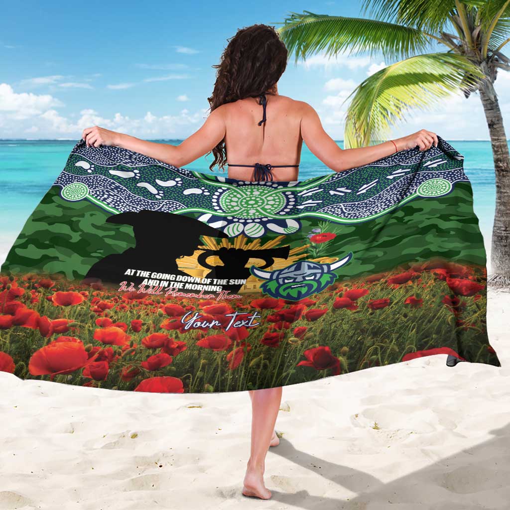 Personalised Raiders Rugby ANZAC Day Sarong Last Post Poppy We Will Remember Them