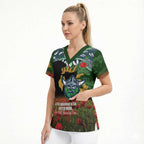 Personalised Raiders Rugby ANZAC Day Scrub Top Last Post Poppy We Will Remember Them