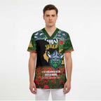 Personalised Raiders Rugby ANZAC Day Scrub Top Last Post Poppy We Will Remember Them
