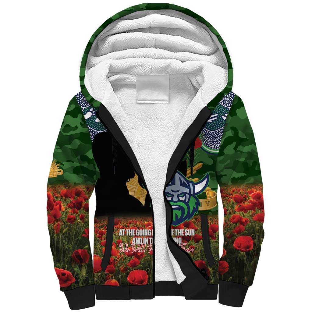 Personalised Raiders Rugby ANZAC Day Sherpa Hoodie Last Post Poppy We Will Remember Them