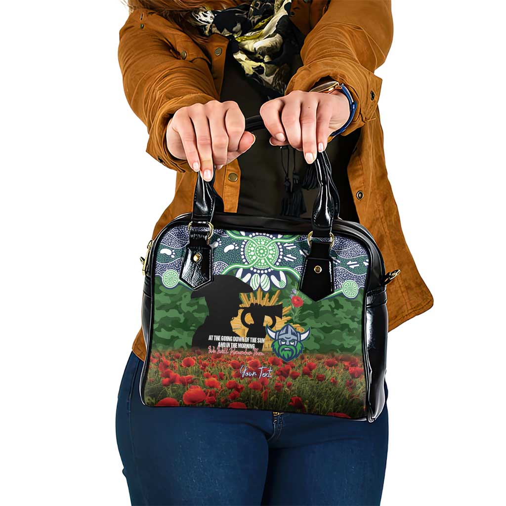 Personalised Raiders Rugby ANZAC Day Shoulder Handbag Last Post Poppy We Will Remember Them