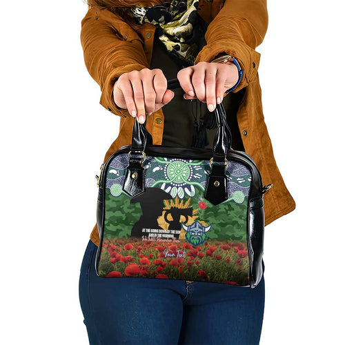 Personalised Raiders Rugby ANZAC Day Shoulder Handbag Last Post Poppy We Will Remember Them