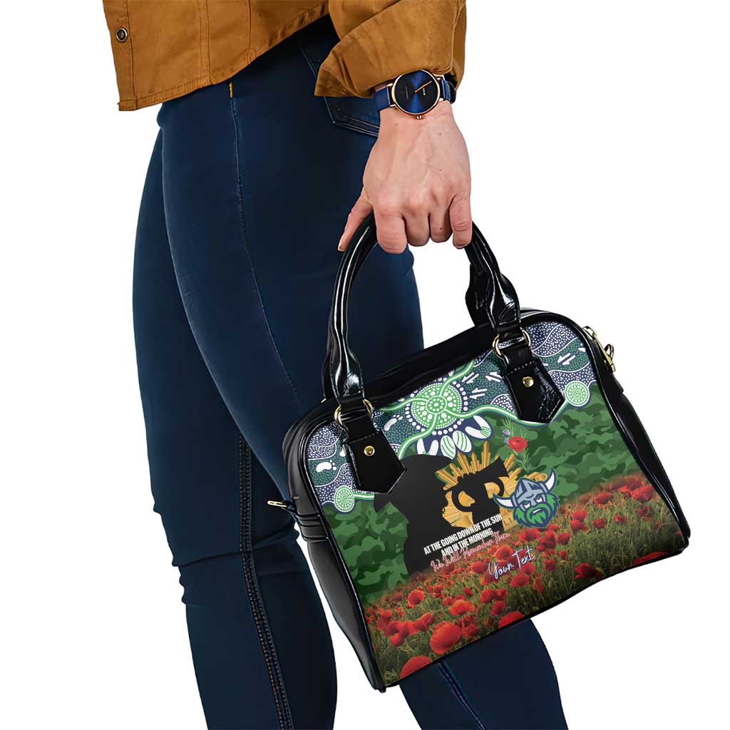 Personalised Raiders Rugby ANZAC Day Shoulder Handbag Last Post Poppy We Will Remember Them