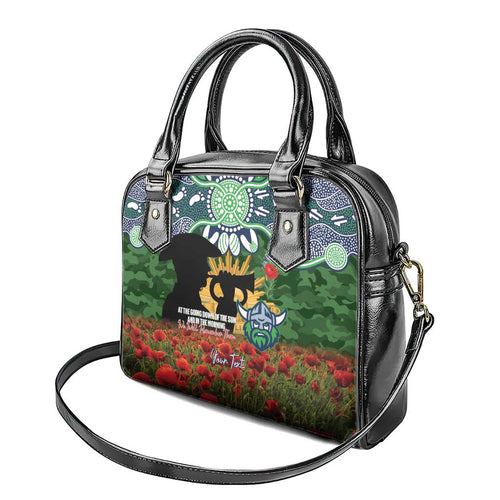 Personalised Raiders Rugby ANZAC Day Shoulder Handbag Last Post Poppy We Will Remember Them