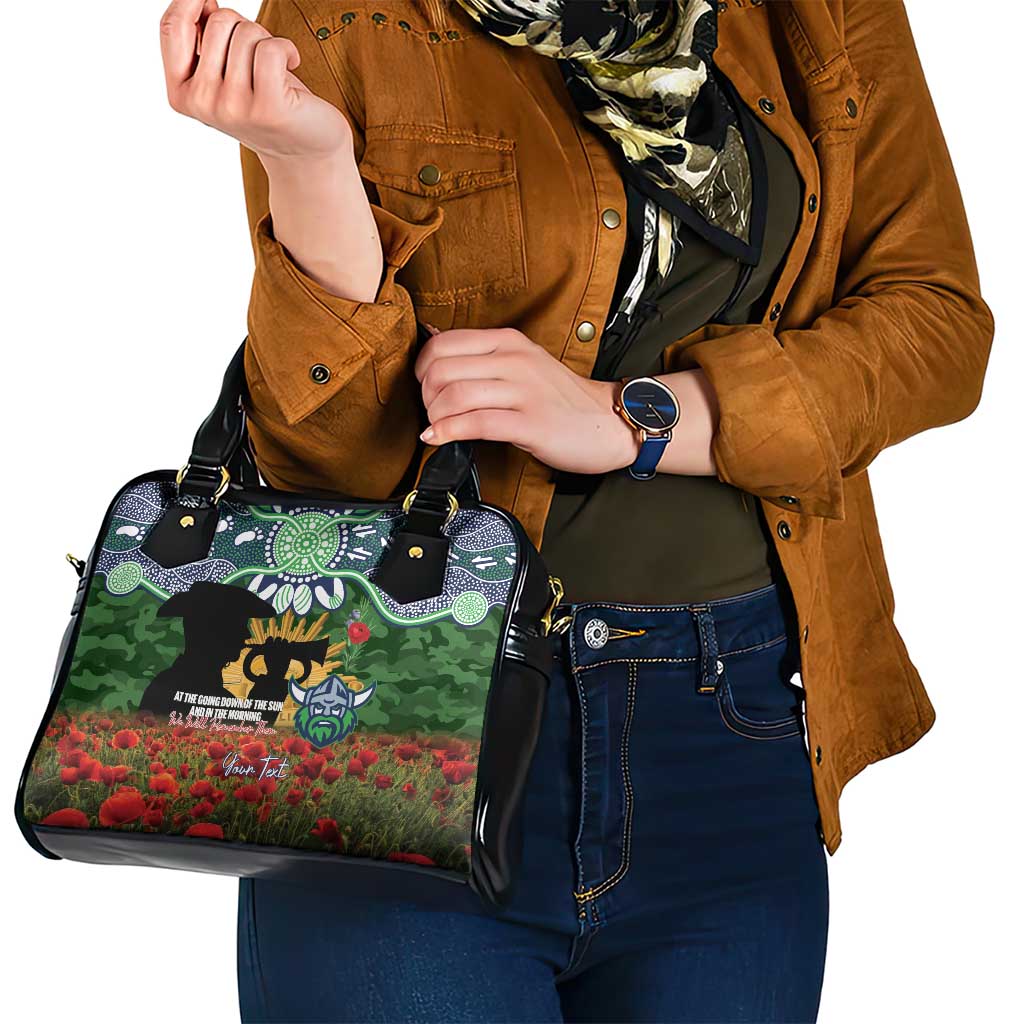Personalised Raiders Rugby ANZAC Day Shoulder Handbag Last Post Poppy We Will Remember Them