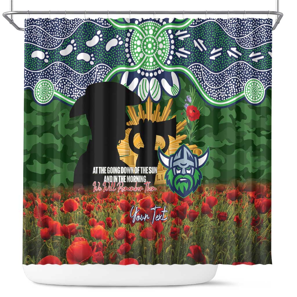 Personalised Raiders Rugby ANZAC Day Shower Curtain Last Post Poppy We Will Remember Them