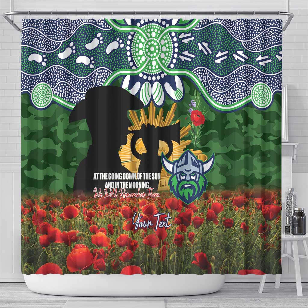 Personalised Raiders Rugby ANZAC Day Shower Curtain Last Post Poppy We Will Remember Them