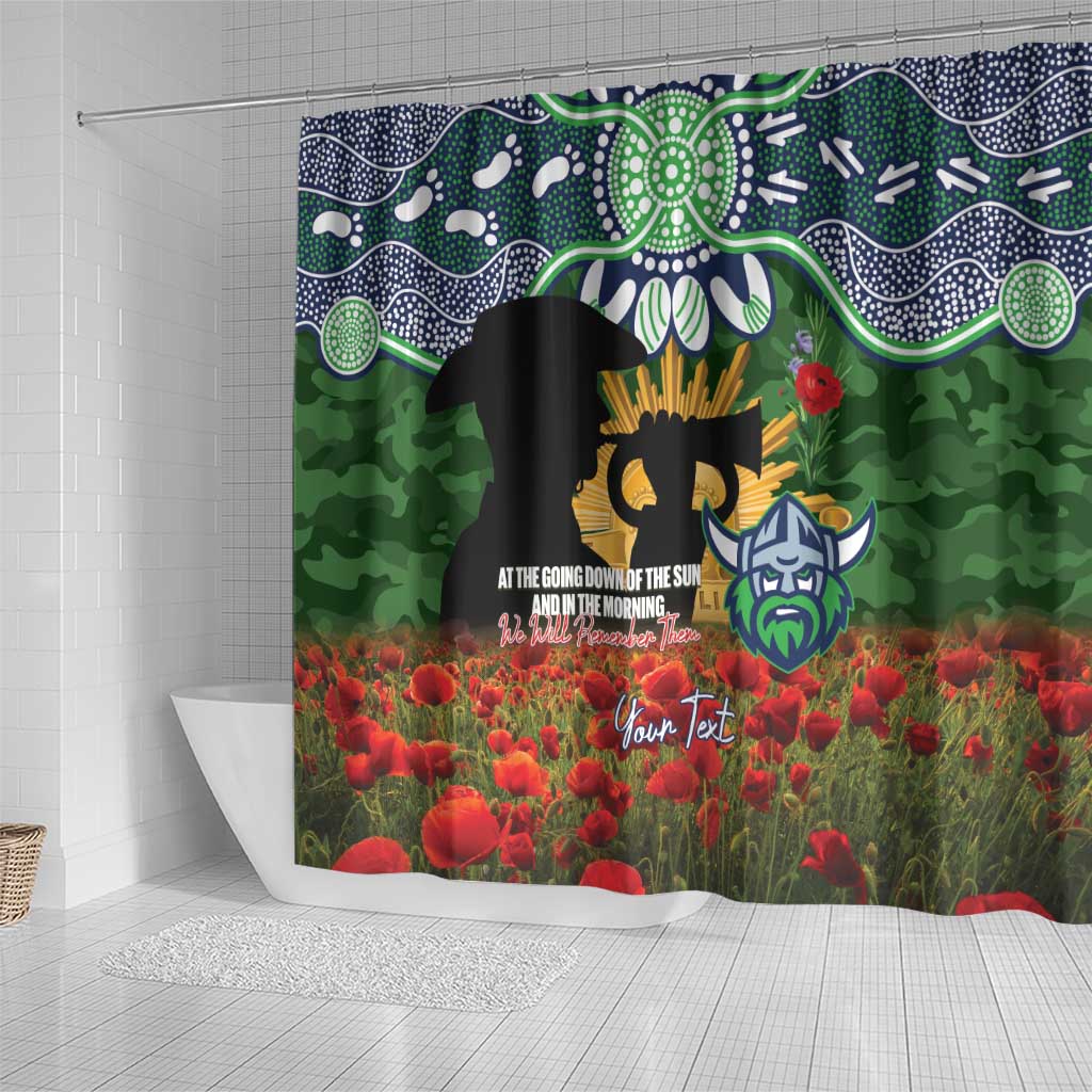 Personalised Raiders Rugby ANZAC Day Shower Curtain Last Post Poppy We Will Remember Them