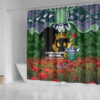 Personalised Raiders Rugby ANZAC Day Shower Curtain Last Post Poppy We Will Remember Them