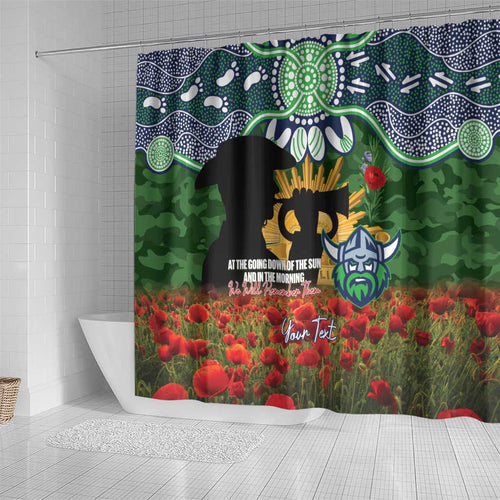 Personalised Raiders Rugby ANZAC Day Shower Curtain Last Post Poppy We Will Remember Them
