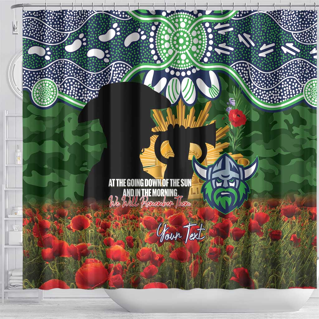 Personalised Raiders Rugby ANZAC Day Shower Curtain Last Post Poppy We Will Remember Them