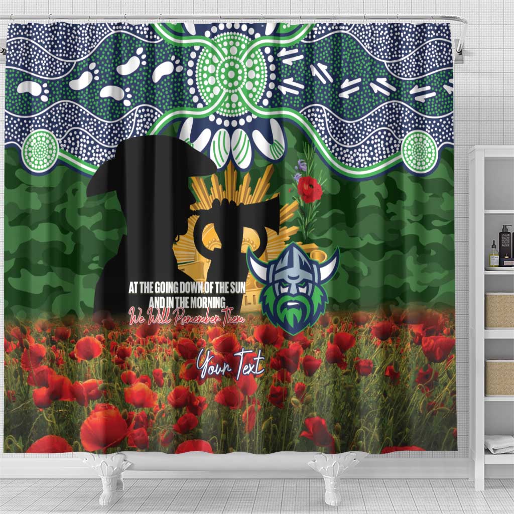 Personalised Raiders Rugby ANZAC Day Shower Curtain Last Post Poppy We Will Remember Them
