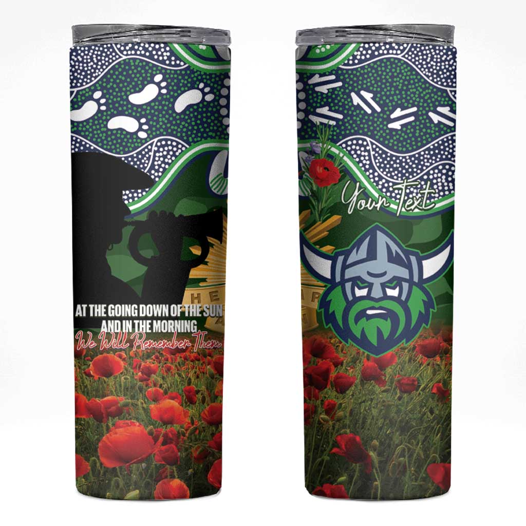 Personalised Raiders Rugby ANZAC Day Skinny Tumbler Last Post Poppy We Will Remember Them