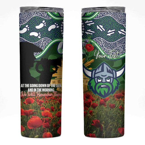 Personalised Raiders Rugby ANZAC Day Skinny Tumbler Last Post Poppy We Will Remember Them