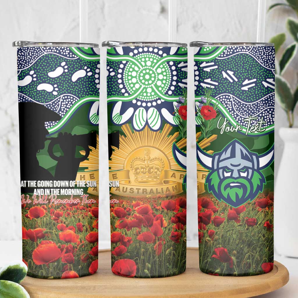 Personalised Raiders Rugby ANZAC Day Skinny Tumbler Last Post Poppy We Will Remember Them