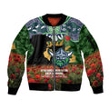 Personalised Raiders Rugby ANZAC Day Sleeve Zip Bomber Jacket Last Post Poppy We Will Remember Them