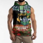Personalised Raiders Rugby ANZAC Day Sleeveless Hoodie Last Post Poppy We Will Remember Them