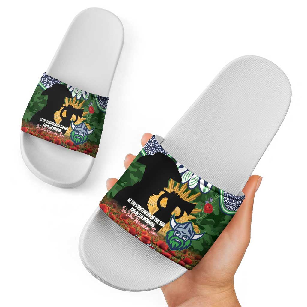 Personalised Raiders Rugby ANZAC Day Slide Sandals Last Post Poppy We Will Remember Them