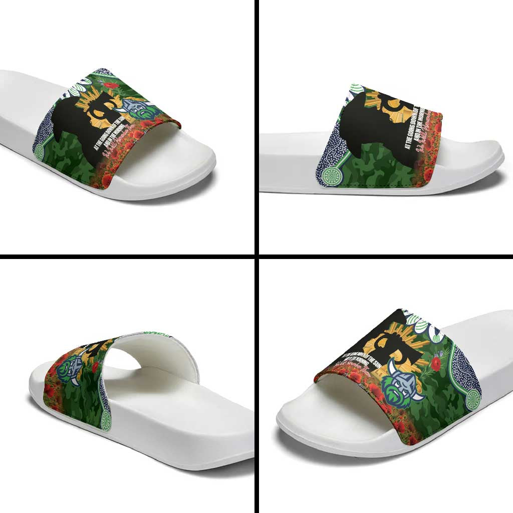 Personalised Raiders Rugby ANZAC Day Slide Sandals Last Post Poppy We Will Remember Them