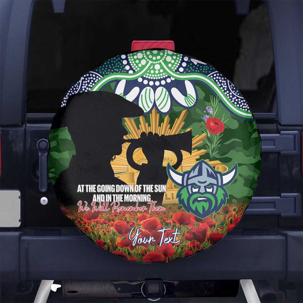 Personalised Raiders Rugby ANZAC Day Spare Tire Cover Last Post Poppy We Will Remember Them