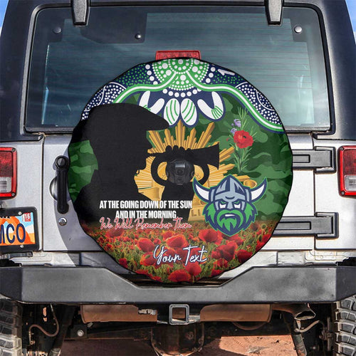 Personalised Raiders Rugby ANZAC Day Spare Tire Cover Last Post Poppy We Will Remember Them