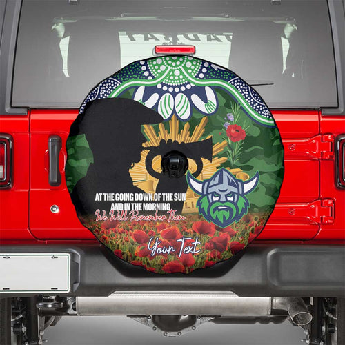 Personalised Raiders Rugby ANZAC Day Spare Tire Cover Last Post Poppy We Will Remember Them