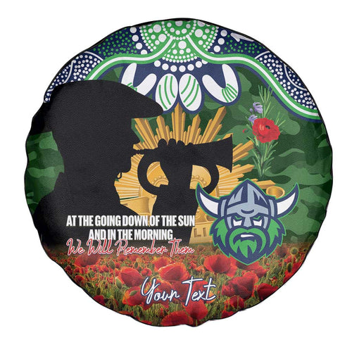Personalised Raiders Rugby ANZAC Day Spare Tire Cover Last Post Poppy We Will Remember Them
