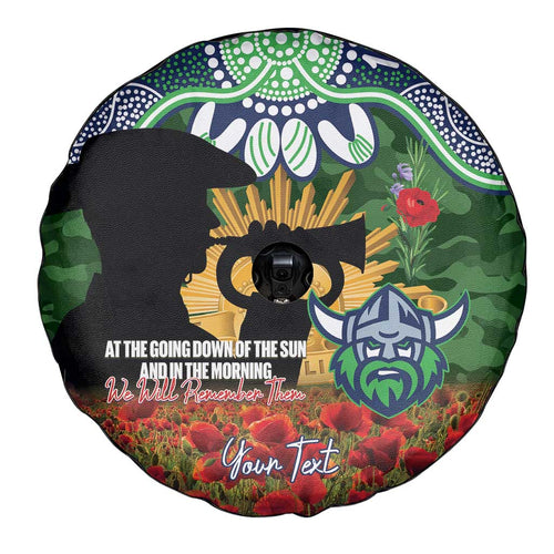 Personalised Raiders Rugby ANZAC Day Spare Tire Cover Last Post Poppy We Will Remember Them