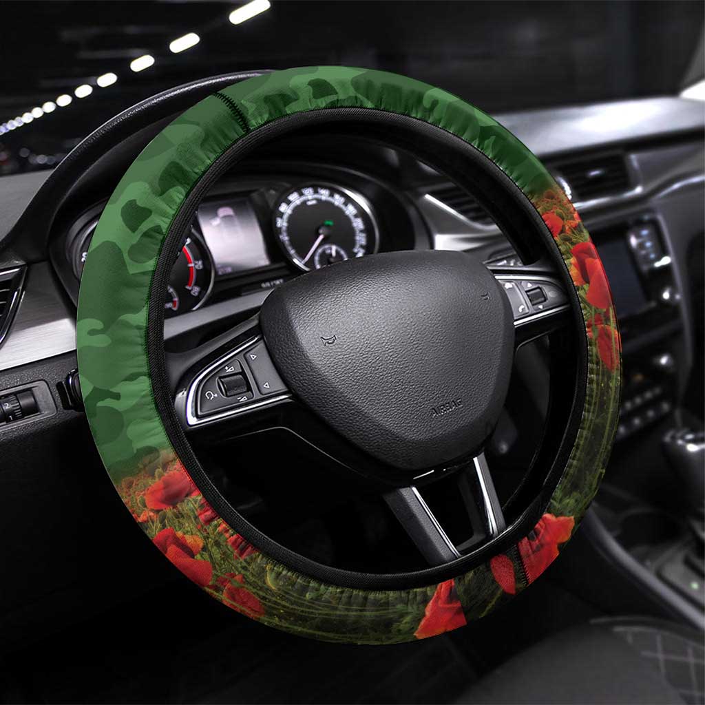 Raiders Rugby ANZAC Day Steering Wheel Cover Last Post Poppy We Will Remember Them