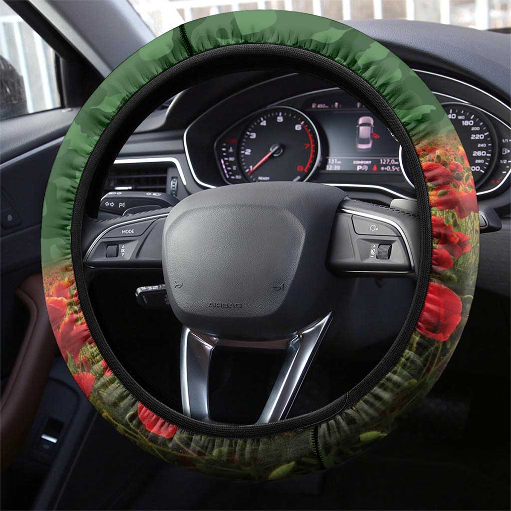 Raiders Rugby ANZAC Day Steering Wheel Cover Last Post Poppy We Will Remember Them