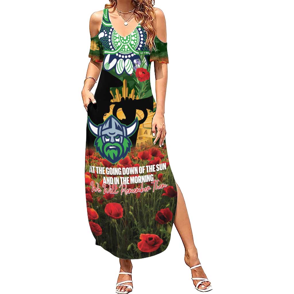 Personalised Raiders Rugby ANZAC Day Summer Maxi Dress Last Post Poppy We Will Remember Them