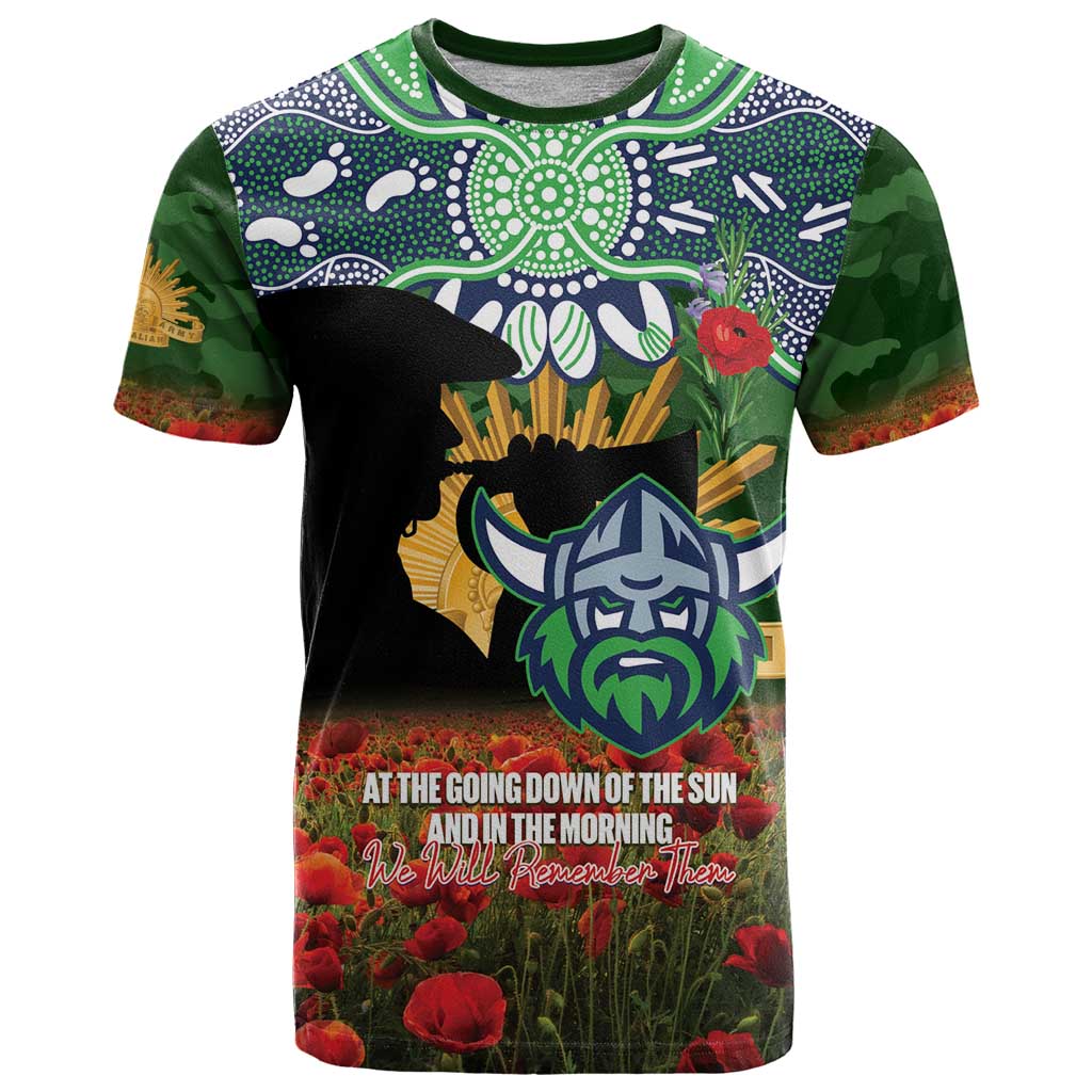 Personalised Raiders Rugby ANZAC Day T Shirt Last Post Poppy We Will Remember Them