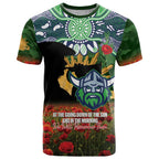 Personalised Raiders Rugby ANZAC Day T Shirt Last Post Poppy We Will Remember Them