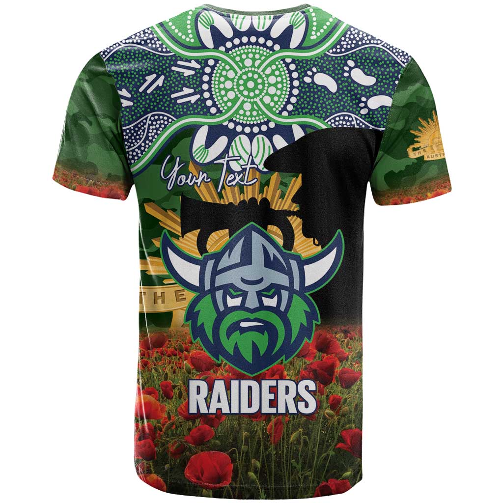 Personalised Raiders Rugby ANZAC Day T Shirt Last Post Poppy We Will Remember Them