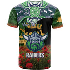 Personalised Raiders Rugby ANZAC Day T Shirt Last Post Poppy We Will Remember Them