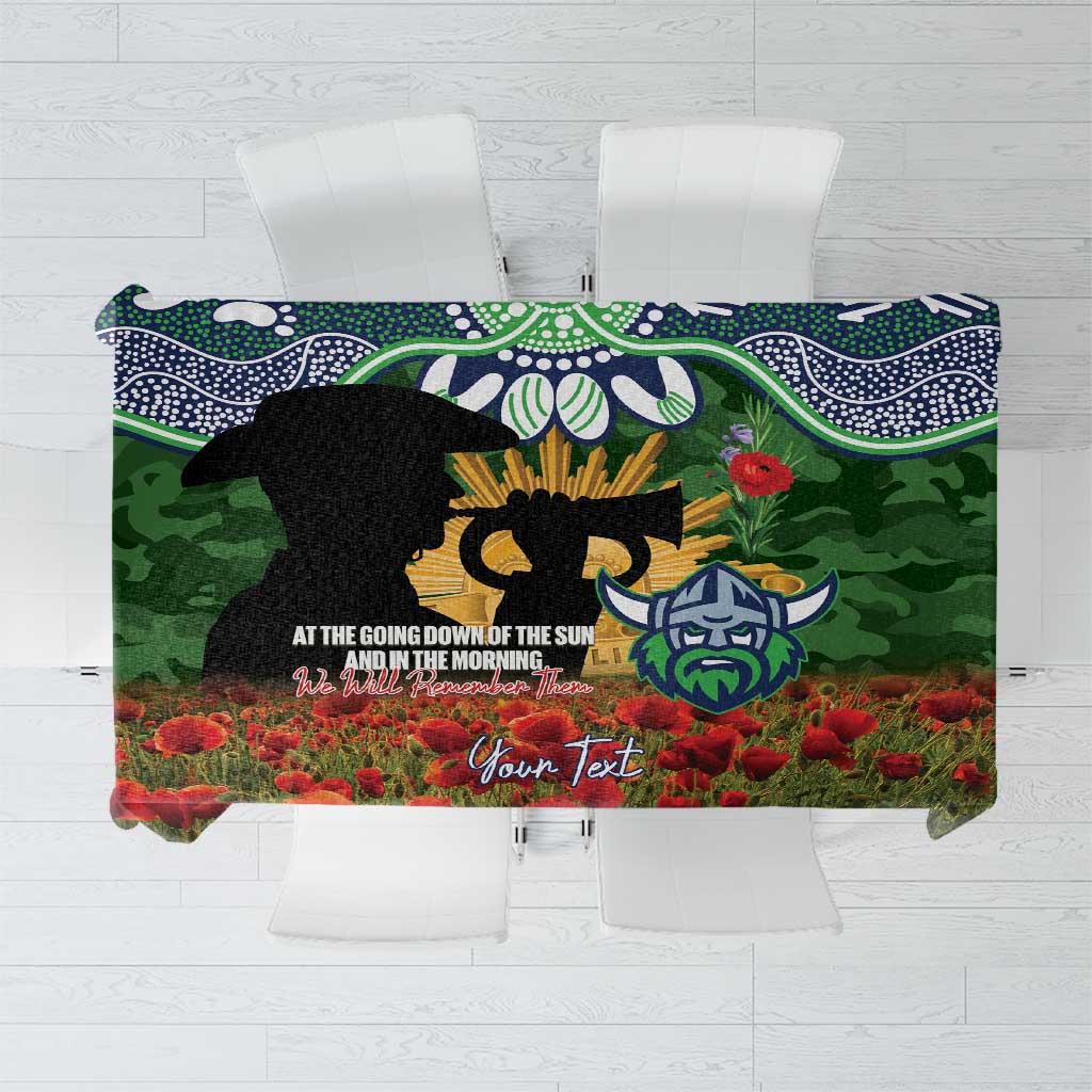 Personalised Raiders Rugby ANZAC Day Tablecloth Last Post Poppy We Will Remember Them