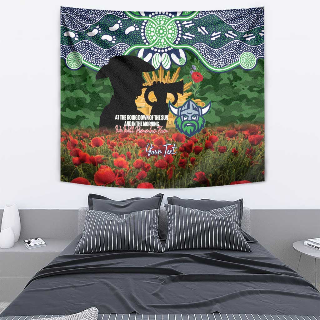 Personalised Raiders Rugby ANZAC Day Tapestry Last Post Poppy We Will Remember Them