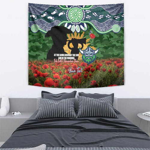 Personalised Raiders Rugby ANZAC Day Tapestry Last Post Poppy We Will Remember Them